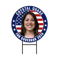 Crystal Quade For Missouri Governor Yard Sign - Coroplast 2024 Governor Elections Race Red White & Blue Yard Sign with Metal H-Stake