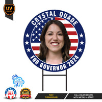 Crystal Quade For Missouri Governor Yard Sign - Coroplast 2024 Governor Elections Race Red White & Blue Yard Sign with Metal H-Stake