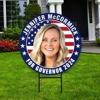 Jennifer McCormick For Indiana Governor Yard Sign - Coroplast 2024 Governor Elections Race Red White & Blue Yard Sign with Metal H-Stake