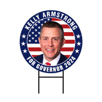 Kelly Armstrong For North Dakota Governor Yard Sign - Coroplast 2024 Governor Elections Race Red White & Blue Yard Sign with Metal H-Stake