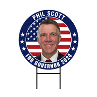 Phil Scott For Vermont Governor Yard Sign - Coroplast 2024 Governor Elections Race Red White & Blue Yard Sign with Metal H-Stake