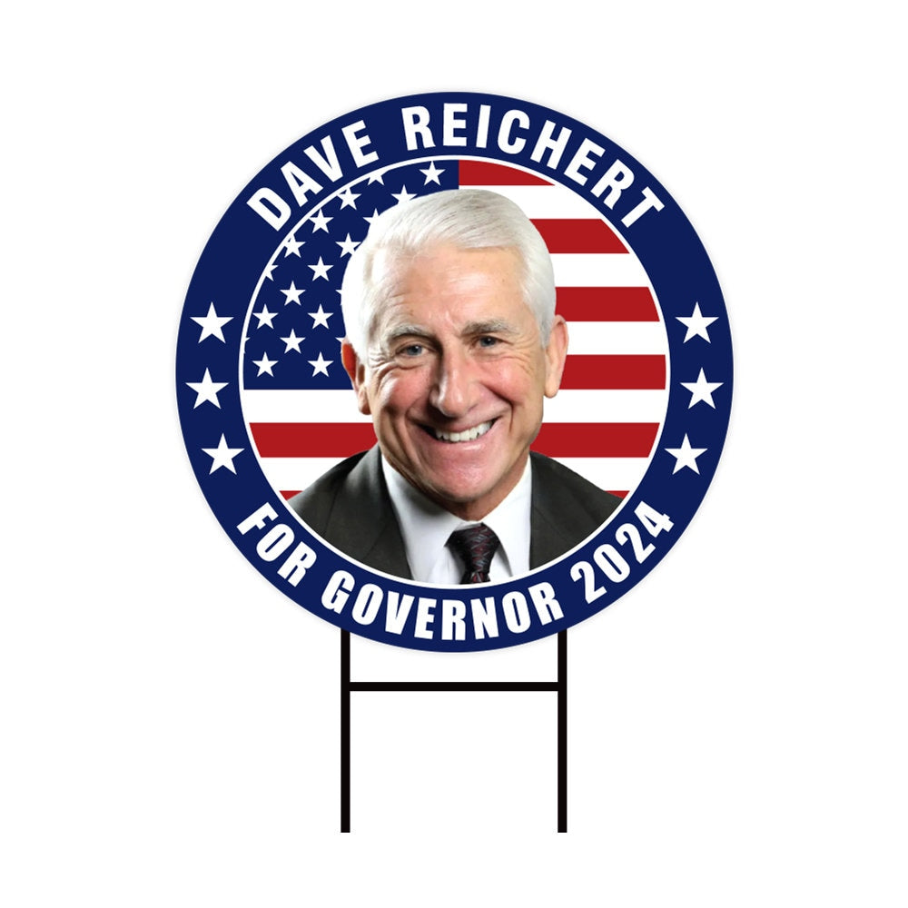 Dave Reichert For Washington Governor Yard Sign - Coroplast 2024 Governor Elections Race Red White & Blue Yard Sign with Metal H-Stake