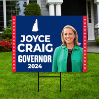 Joyce Craig For New Hampshire Governor Yard Sign - Coroplast 2024 Governor Elections Race Red White & Blue Yard Sign with Metal H-Stake