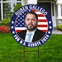 Ruben Gallego US Senate Yard Sign - Coroplast US Senate Election Arizona 2024 Race Red White & Blue Yard Sign with Metal H-Stake