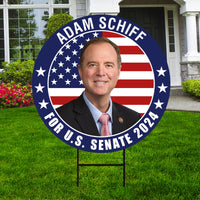 Adam Schiff US Senate Yard Sign - Coroplast US Senate Election California 2024 Race Red White & Blue Yard Sign with Metal H-Stake