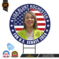 Lisa Blunt Rochester US Senate Yard Sign - Coroplast US Senate Election Delaware 2024 Race Red White & Blue Yard Sign with Metal H-Stake