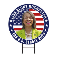 Lisa Blunt Rochester US Senate Yard Sign - Coroplast US Senate Election Delaware 2024 Race Red White & Blue Yard Sign with Metal H-Stake