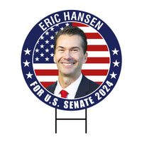 Eric Hansen US Senate Yard Sign - Coroplast US Senate Election Delaware 2024 Race Red White & Blue Yard Sign with Metal H-Stake