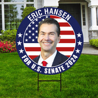 Eric Hansen US Senate Yard Sign - Coroplast US Senate Election Delaware 2024 Race Red White & Blue Yard Sign with Metal H-Stake