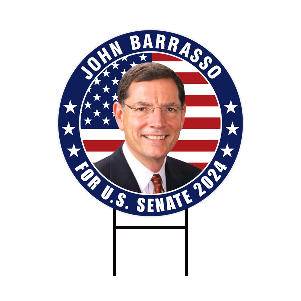 John Barrasso US Senate Yard Sign - Coroplast US Senate Election Wyoming 2024 Race Red White & Blue Yard Sign with Metal H-Stake