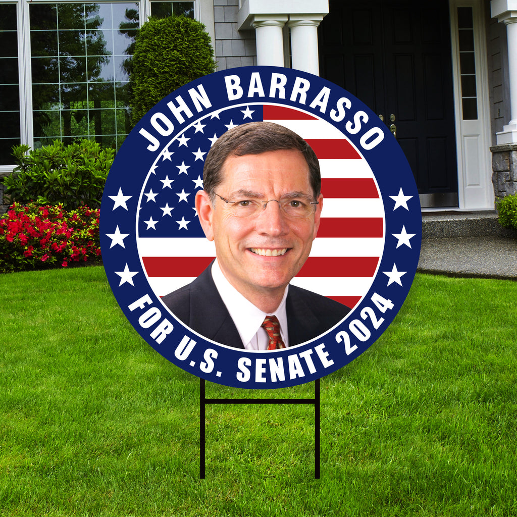 John Barrasso US Senate Yard Sign - Coroplast US Senate Election Wyoming 2024 Race Red White & Blue Yard Sign with Metal H-Stake