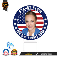 Stacey Klein US Senate Yard Sign - Coroplast US Senate Election Wisconsin 2024 Race Red White & Blue Yard Sign with Metal H-Stake