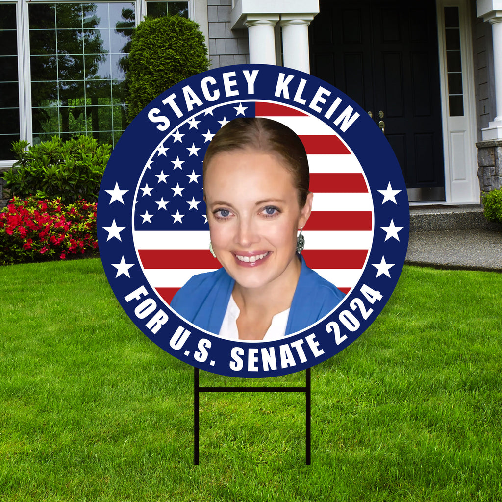 Stacey Klein US Senate Yard Sign - Coroplast US Senate Election Wisconsin 2024 Race Red White & Blue Yard Sign with Metal H-Stake