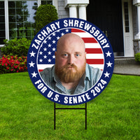 Zachary Shrewsbury US Senate Yard Sign - Coroplast US Senate Election West Virginia 2024 Race Red White & Blue Yard Sign with Metal H-Stake