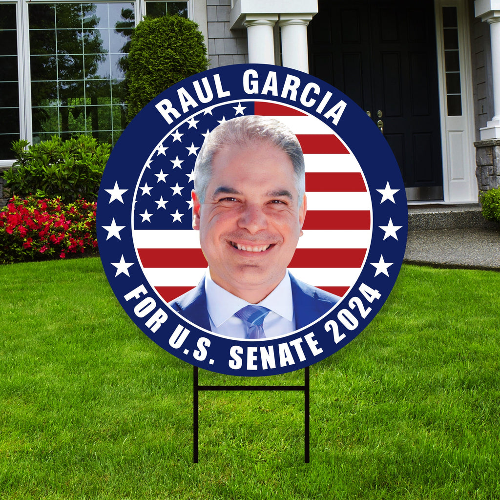 Raul Garcia US Senate Yard Sign - Coroplast US Senate Election Washington 2024 Race Red White & Blue Yard Sign with Metal H-Stake