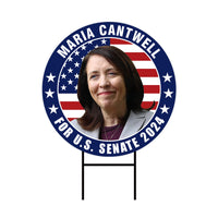 Maria Cantwell US Senate Yard Sign - Coroplast US Senate Election Washington 2024 Race Red White & Blue Yard Sign with Metal H-Stake