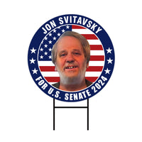 Jon Svitavsky US Senate Yard Sign - Coroplast US Senate Election Vermont 2024 Race Red White & Blue Yard Sign with Metal H-Stake