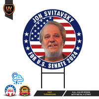 Jon Svitavsky US Senate Yard Sign - Coroplast US Senate Election Vermont 2024 Race Red White & Blue Yard Sign with Metal H-Stake