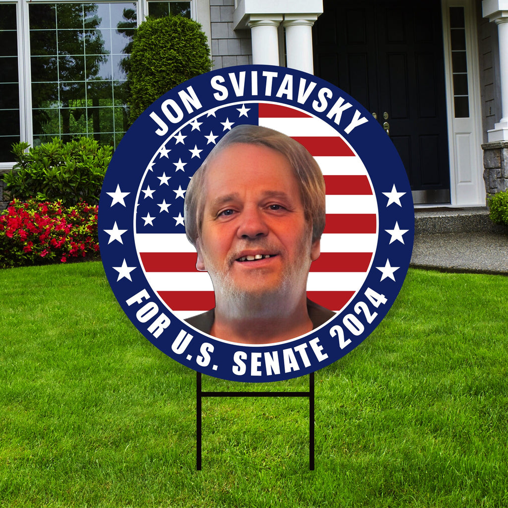 Jon Svitavsky US Senate Yard Sign - Coroplast US Senate Election Vermont 2024 Race Red White & Blue Yard Sign with Metal H-Stake