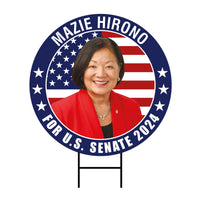 Mazie Hirono US Senate Yard Sign - Coroplast US Senate Election Hawaii 2024 Race Red White & Blue Yard Sign with Metal H-Stake