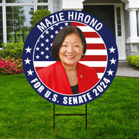 Mazie Hirono US Senate Yard Sign - Coroplast US Senate Election Hawaii 2024 Race Red White & Blue Yard Sign with Metal H-Stake