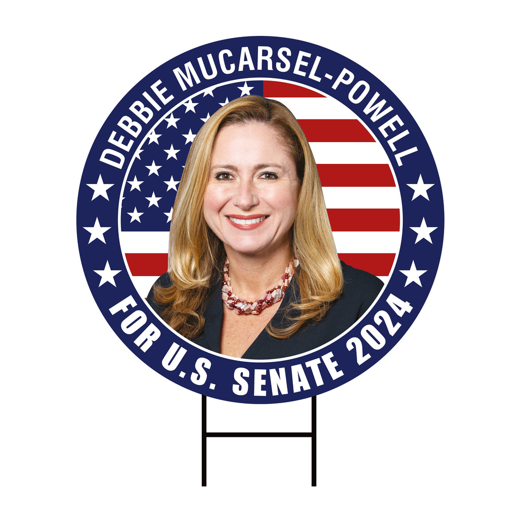 Debbie US Senate Yard Sign - Coroplast US Senate Election Florida 2024 Race Red White & Blue Yard Sign with Metal H-Stake