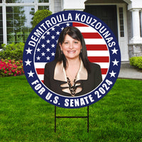 Demitroula US Senate Yard Sign - Coroplast US Senate Election Maine 2024 Race Red White & Blue Yard Sign with Metal H-Stake