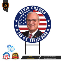 Kevin Cramer US Senate Yard Sign - Coroplast US Senate Election North Dakota 2024 Race Red White & Blue Yard Sign with Metal H-Stake