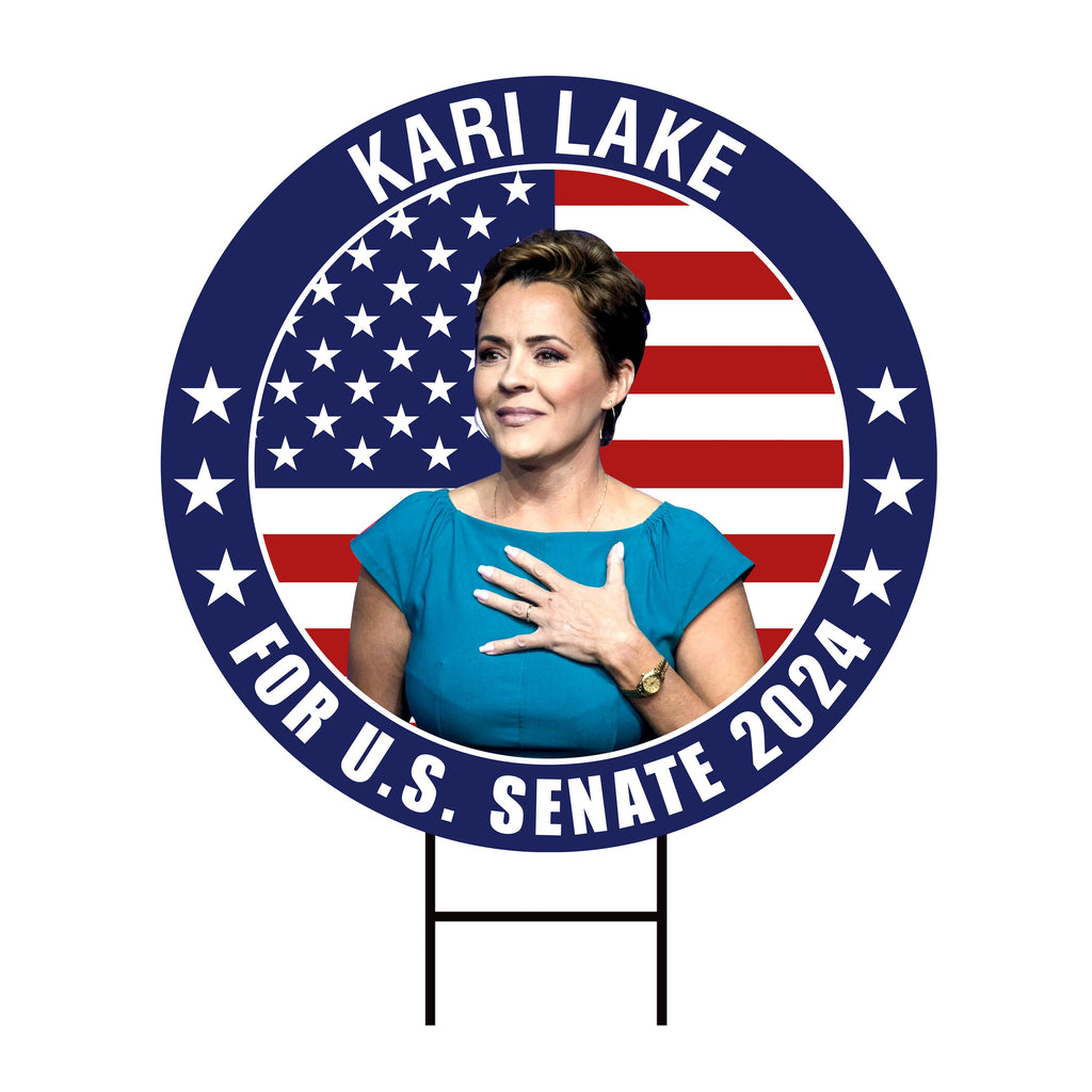 Kari Lake US Senate Yard Sign - Coroplast US Senate Election Arizona 2024 Race Red White & Blue Yard Sign with Metal H-Stake