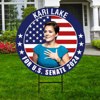 Kari Lake US Senate Yard Sign - Coroplast US Senate Election Arizona 2024 Race Red White & Blue Yard Sign with Metal H-Stake