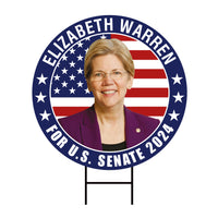 Elizabeth Warren US Senate Yard Sign - Coroplast US Senate Election Massachusetts 2024 Race Red White & Blue Yard Sign with Metal H-Stake