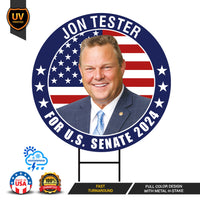 Jon Tester US Senate Yard Sign - Coroplast US Senate Election Montana 2024 Race Red White & Blue Yard Sign with Metal H-Stake