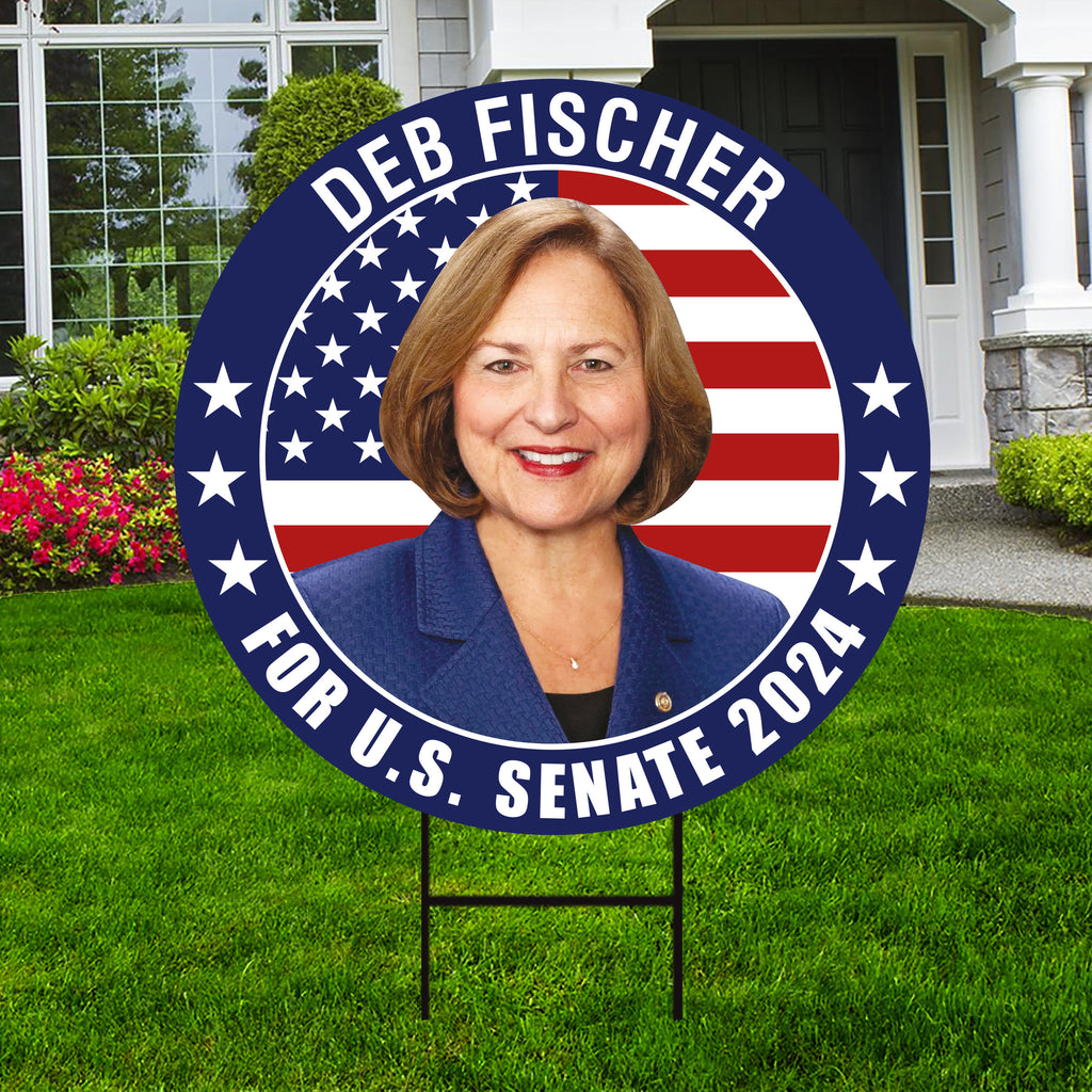 Deb Fischer US Senate Yard Sign - Coroplast US Senate Election Nebraska 2024 Race Red White & Blue Yard Sign with Metal H-Stake