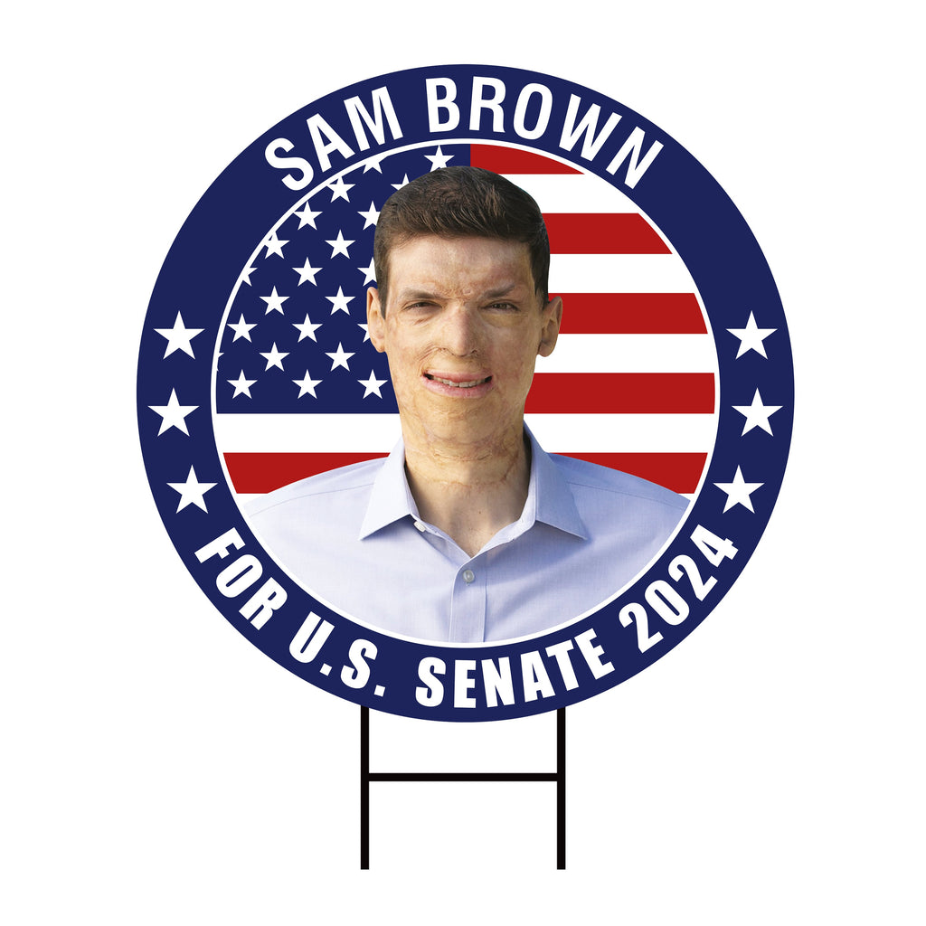 Sam Brown US Senate Yard Sign - Coroplast US Senate Election Nevada 2024 Race Red White & Blue Yard Sign with Metal H-Stake