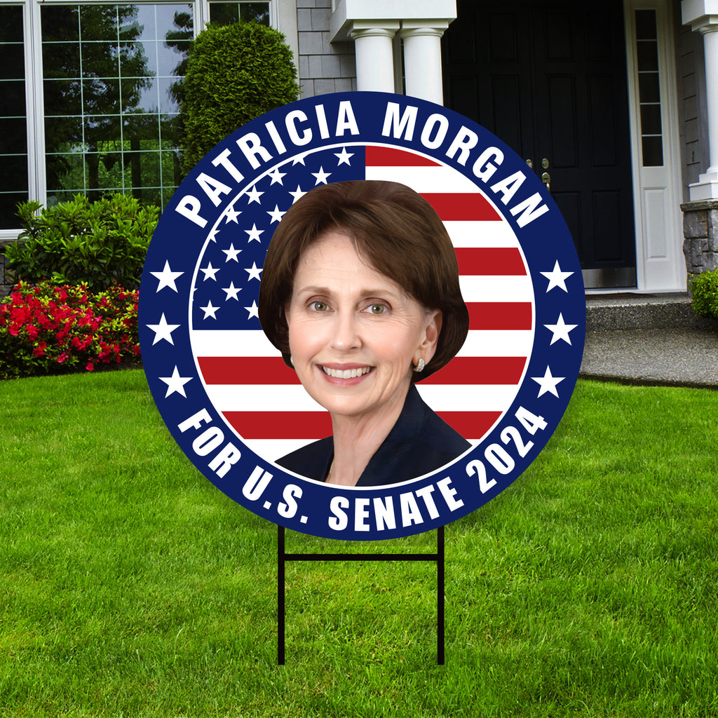 Patricia Morgan US Senate Yard Sign - Coroplast US Senate Election Rhode Island 2024 Race Red White & Blue Yard Sign with Metal H-Stake