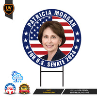 Patricia Morgan US Senate Yard Sign - Coroplast US Senate Election Rhode Island 2024 Race Red White & Blue Yard Sign with Metal H-Stake