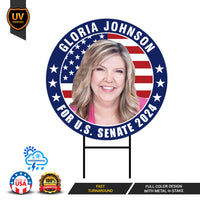 Gloria Johnson US Senate Yard Sign - Coroplast US Senate Election Tennessee 2024 Race Red White & Blue Yard Sign with Metal H-Stake