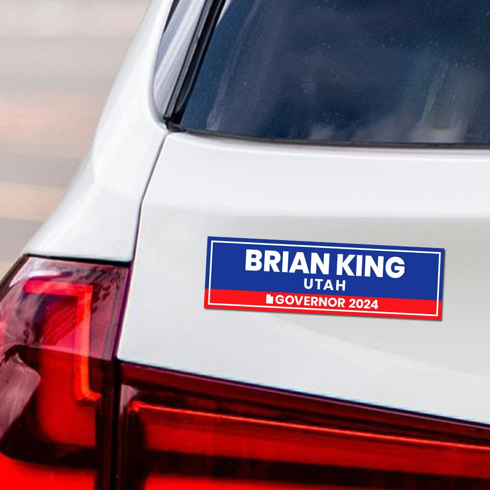 Brian King for Governor Car Magnet - Vote Brian King Vehicle Magnet, Utah Governor Elections 2024 Sticker Magnet - 10" x 3"