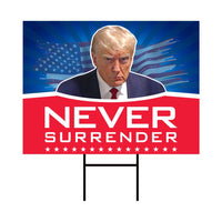 Trump 2024 Yard Sign - Coroplast Never Surrender 2024, Donald Trump For President 2024 Take America Back Yard Sign with Metal H-Stake