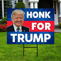 Trump 2024 Yard Sign - Coroplast Honk for Trump 2024, Donald Trump For President 2024 Take America Back Yard Sign with Metal H-Stake