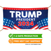 Trump 2024 Banner Sign, 13 Oz Heavy Duty Waterproof Donald Trump For President 2024 Take American Back Vinyl Banner with Metal Grommets
