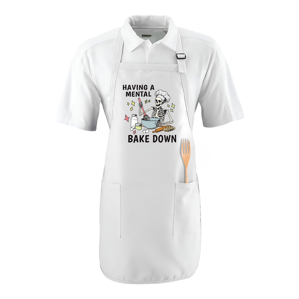 Having A Mental Bake Down Apron, Adjustable Neck, Funny Apron, Full-Length Cooking Apron with Pockets, Baking Apron, Cookie Baker Gift