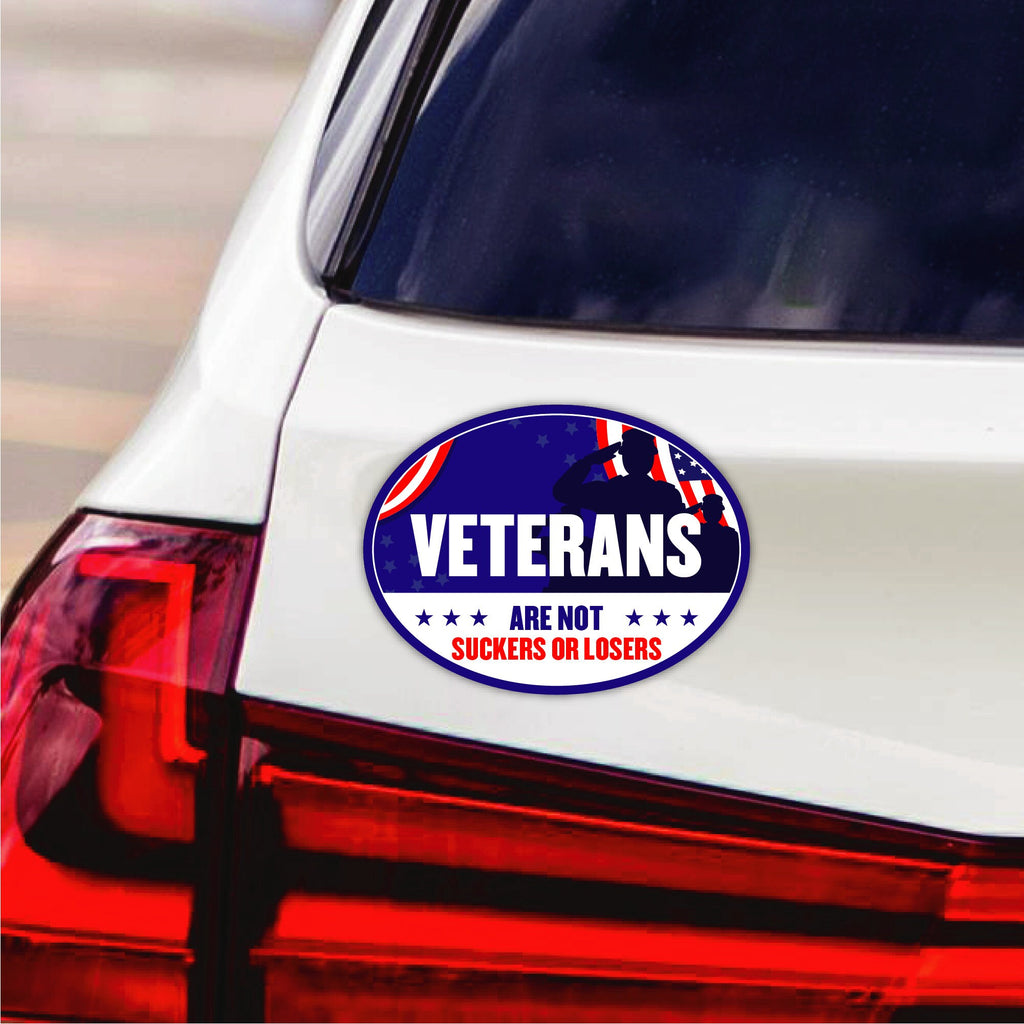 Biden Harris 2024 Car Magnet, Biden for President 2024 Vehicle Magnet, Veterans are Not Suckers Or Losers Bumper, Election Magnet, 6" x 4.5"