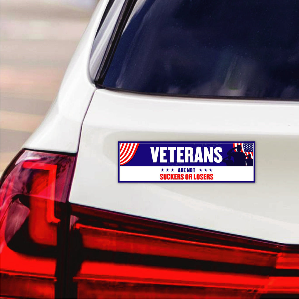 Biden Harris 2024 Car Magnet, Biden for President 2024 Vehicle Magnet, Veterans are Not Suckers Or Losers Bumper, Election Magnet, 10" x 3"