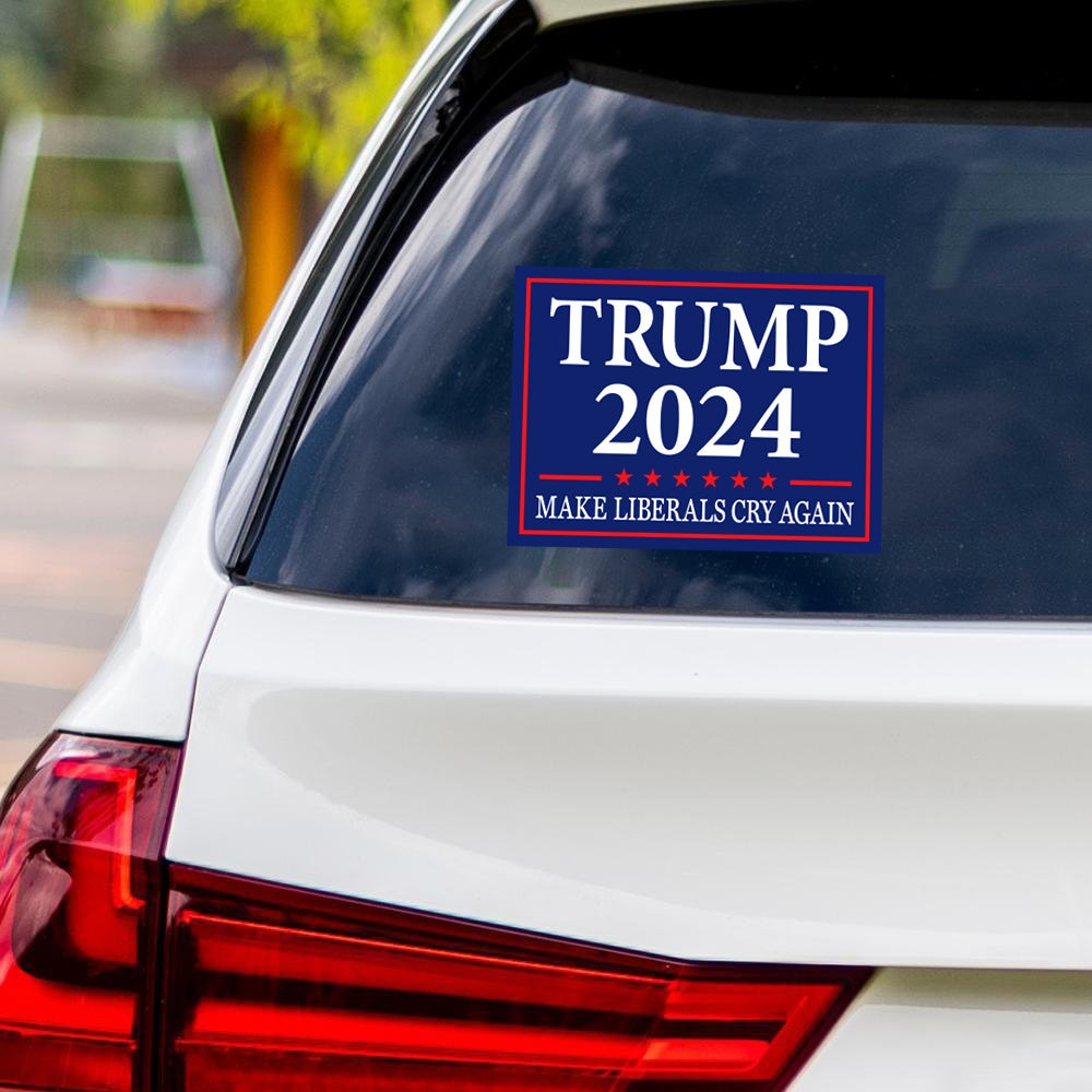 Make Liberals Cry Again Sticker Vinyl Decal - Donald Trump For President 2024, Take America Back Bumper Sticker - 6" x 4.5"