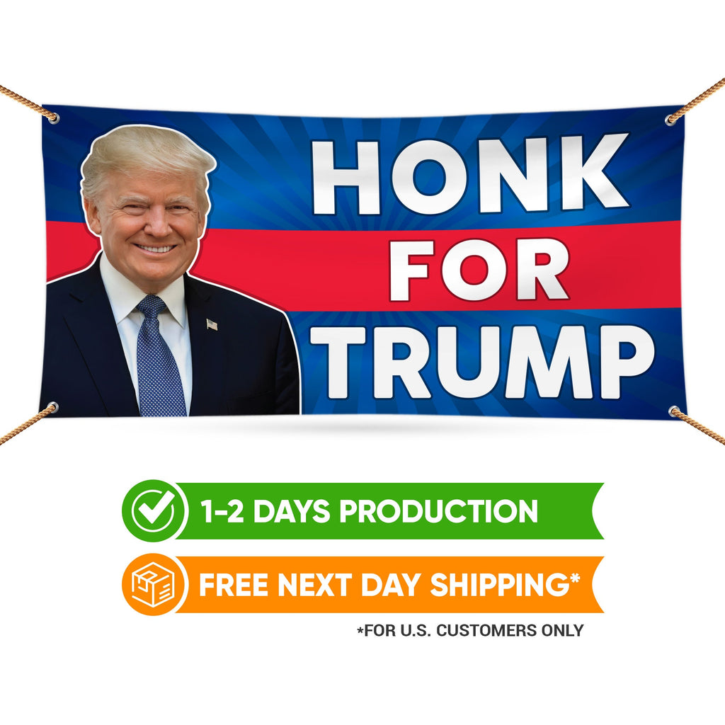 Honk for Trump Banner Sign, 13 Oz Heavy Duty Waterproof Donald Trump For President 2024 Take American Back Vinyl Banner with Metal Grommets