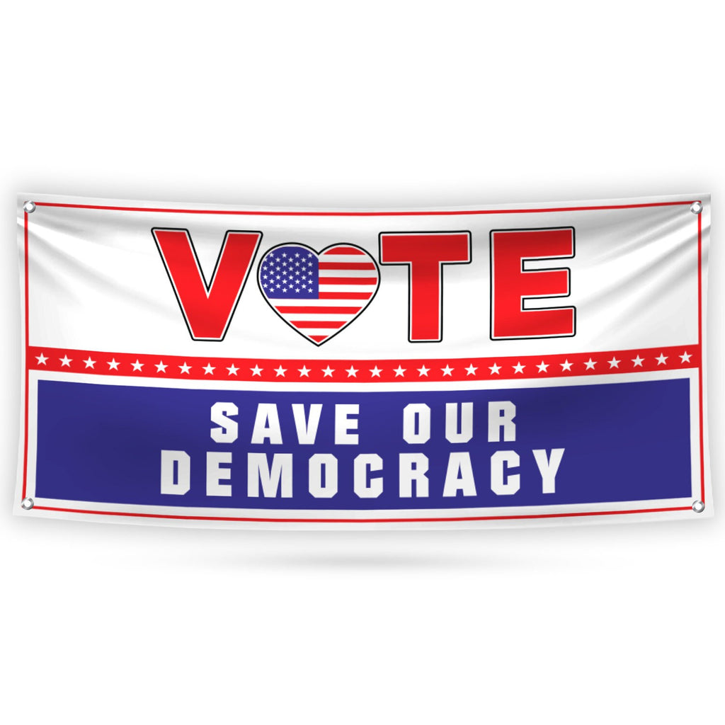 Vote Blue Save Democracy Banner Sign, 13 Oz Waterproof Vote Democrat Banner, Vote Blue. For President 2024 Banner With Metal Grommets