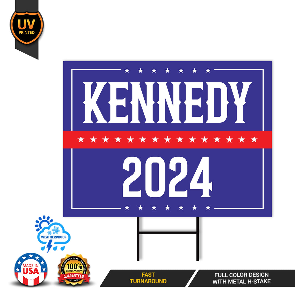 Kennedy 2024 Yard Sign - Coroplast Robert F. Kennedy Jr. For President 2024 Lawn Sign, Election 2024 RFK Jr. Yard Sign with Metal H-Stake