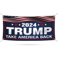 Trump 2024 Banner Sign, 13 Oz Heavy Duty Waterproof Donald Trump For President 2024 Take American Back Vinyl Banner with Metal Grommets