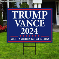 Trump Vance 2024 Yard Sign - Coroplast American Flag Donald Trump For President 2024, Take America Back Yard Sign with Metal H-Stake